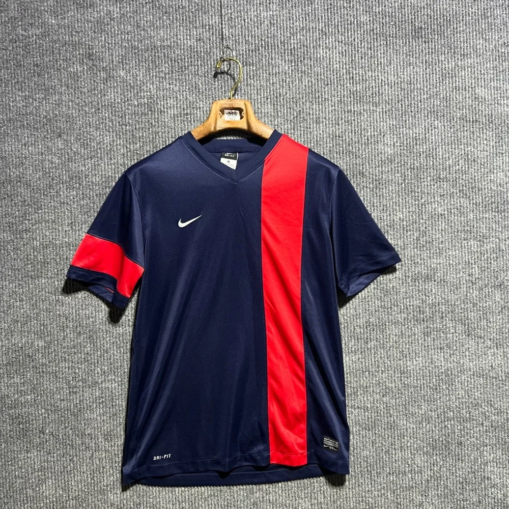 Nike Soccer Jersey Mens Medium Navy Red Dri-FIT Training Shirt Practice